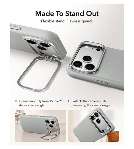 Magsafe Калъф за iPhone 18 Pro/ 17 Pro, ESR Atelier Kickstand Mag Case, Сив (4)