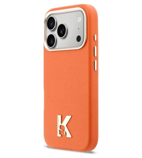 Magsafe Калъф за iPhone 18 Pro/ 17 Pro, Karl Lagerfeld Leather K Head Logo Case, Оранжев (4)