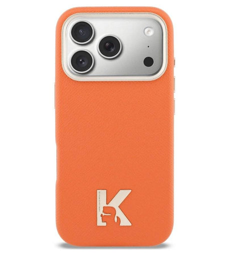 Magsafe Калъф за iPhone 18 Pro/ 17 Pro, Karl Lagerfeld Leather K Head Logo Case, Оранжев (3)