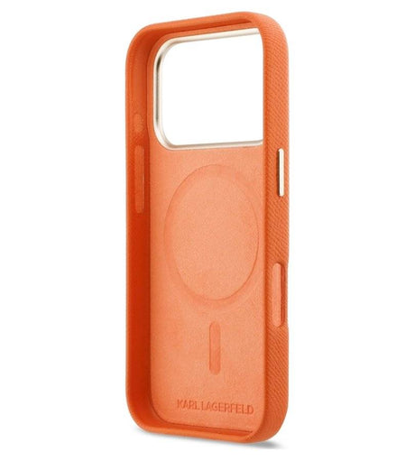 Magsafe Калъф за iPhone 18 Pro/ 17 Pro, Karl Lagerfeld Leather K Head Logo Case, Оранжев (6)