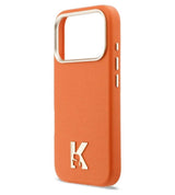Magsafe Калъф за iPhone 18 Pro/ 17 Pro, Karl Lagerfeld Leather K Head Logo Case, Оранжев (5)