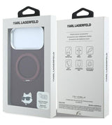 Magsafe Калъф за iPhone 18 Pro/ 17 Pro, Karl Lagerfeld Leather Ring Stand 360 C Pin Case Burgundy, Бордо (7)