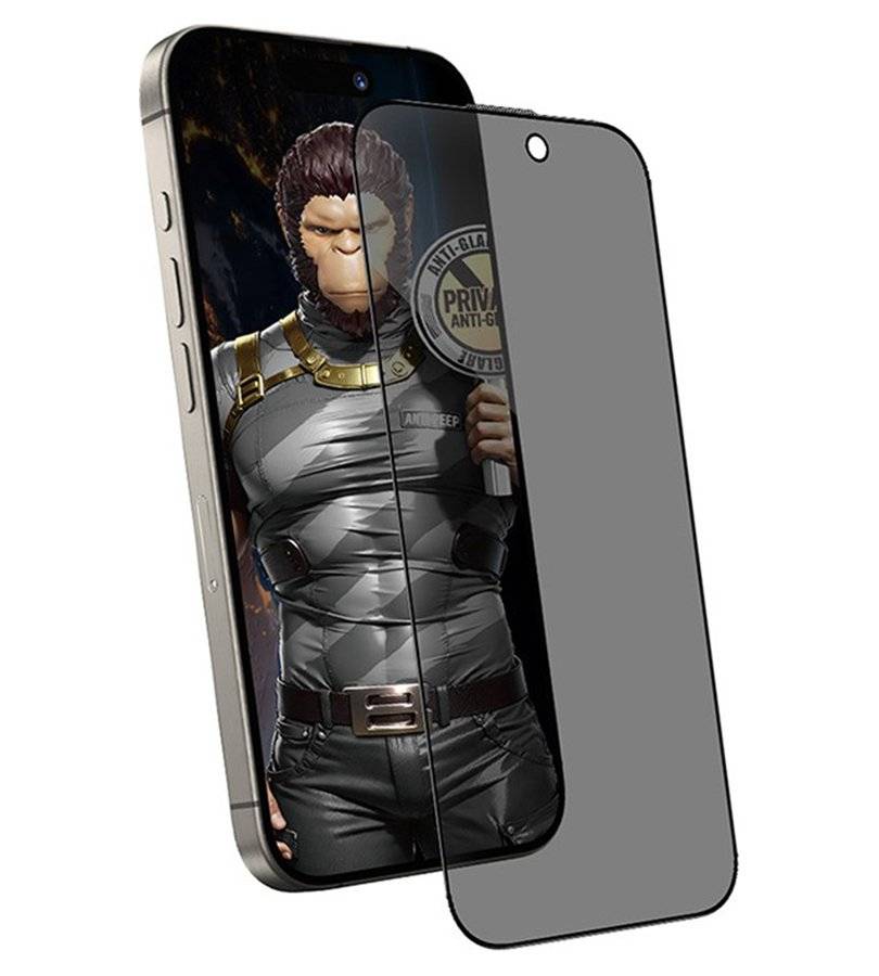 Затъмняващ Стъклен Протектор за iPhone Air, Blueo Privacy 2.5D Glass, Черен (3)