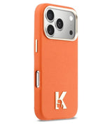 Magsafe Калъф за iPhone 18 Pro/ 17 Pro, Karl Lagerfeld Leather K Head Logo Case, Оранжев (2)