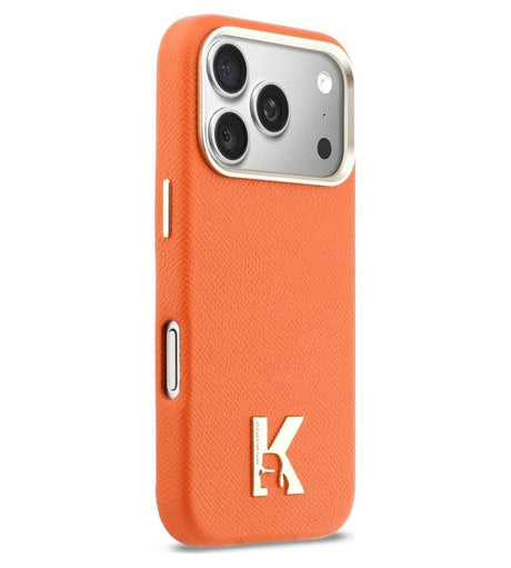 Magsafe Калъф за iPhone 18 Pro/ 17 Pro, Karl Lagerfeld Leather K Head Logo Case, Оранжев (2)