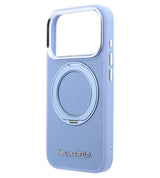Magsafe Калъф за iPhone 18 Pro Max/ 17 Pro Max, Karl lagerfeld Ring Stand 360 Leather Case, Син (6)