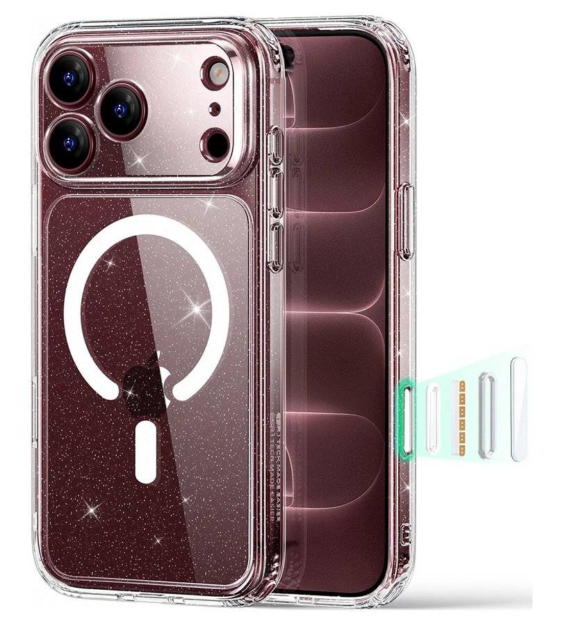 Magsafe Блестящ Калъф за iPhone 18 Pro/ 17 Pro, ESR Classic Hybrid Clear Shimmer Mag Case, Прозрачен