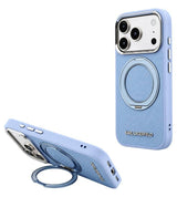 Magsafe Калъф за iPhone 18 Pro Max/ 17 Pro Max, Karl lagerfeld Ring Stand 360 Leather Case, Син (2)