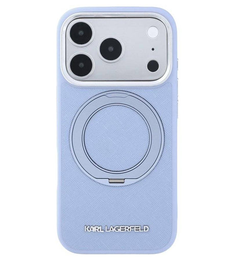 Magsafe Калъф за iPhone 18 Pro Max/ 17 Pro Max, Karl lagerfeld Ring Stand 360 Leather Case, Син (4)