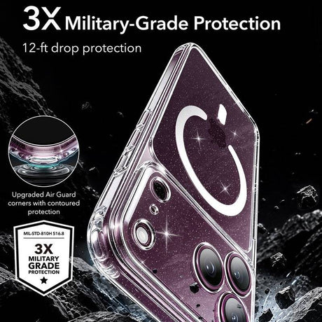 Magsafe Блестящ Калъф за iPhone 18 Pro/ 17 Pro, ESR Classic Hybrid Clear Shimmer Mag Case, Прозрачен (4)