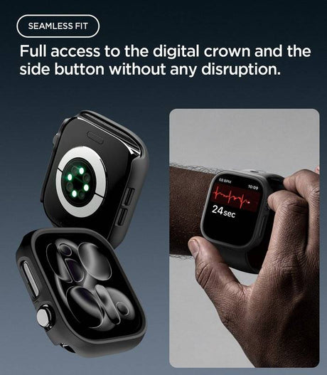 Калъф за Apple Watch 12 46mm, Spigen Thin Fit Case, Черен (8)