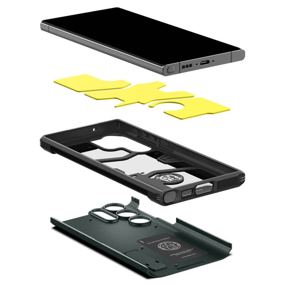 Противоударен Хибриден Калъф за Samsung S23 Ultra, Spigen Tough Armor Case, Зелен (4)