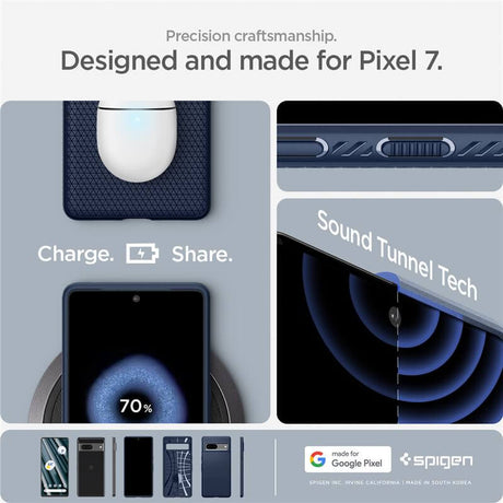 Противоударен Калъф за Google Pixel 7, Spigen Liquid Air Case, Син (8)