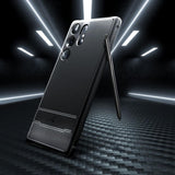 Противоударен Силиконов Калъф за Samsung S23 Ultra, Spigen Rugged Armor Case, Черен (7)