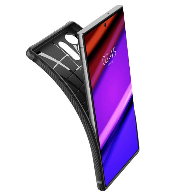 Противоударен Силиконов Калъф за Samsung S23 Ultra, Spigen Rugged Armor Case, Черен (6)