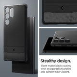 Противоударен Силиконов Калъф за Samsung S23 Ultra, Spigen Rugged Armor Case, Черен (9)
