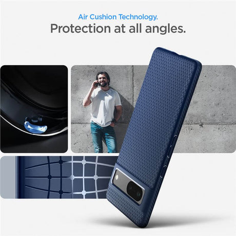 Противоударен Калъф за Google Pixel 7, Spigen Liquid Air Case, Син (6)
