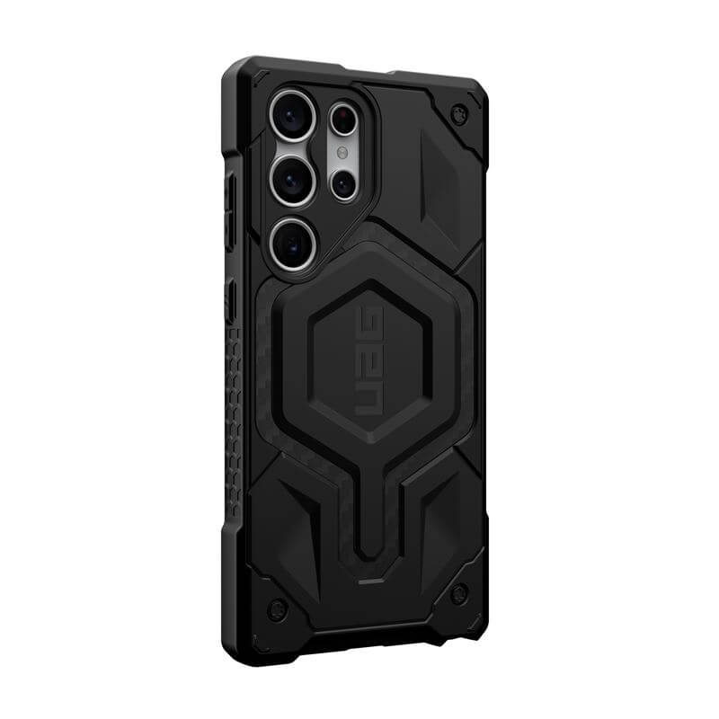 Magsafe Противоударен Калъф за Samsung S23 Ultra, UAG Monarch Pro Carbon Fiber Case, Черен (4)