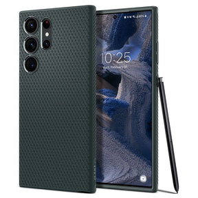 Противоударен Силиконов Калъф за Samsung S23 Ultra, Spigen Liquid Air Case, Зелен