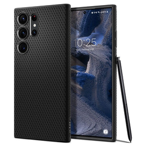 Противоударен Силиконов Калъф за Samsung S23 Ultra, Spigen Liquid Air Case, Черен