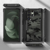 Противоударен Хибриден Калъф за Samsung S23 Ultra, Ringke Fusion X Camouflage Case, Черен (5)