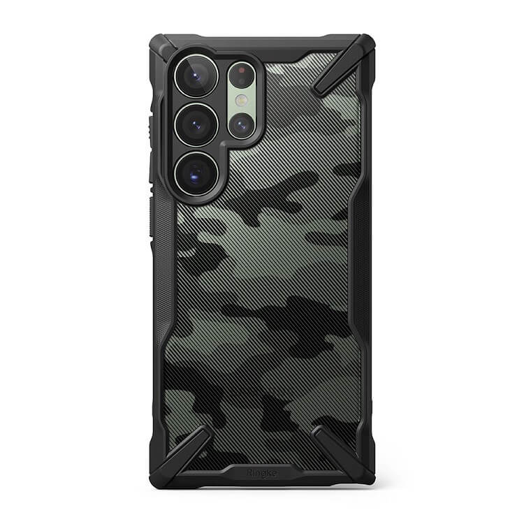 Противоударен Хибриден Калъф за Samsung S23 Ultra, Ringke Fusion X Camouflage Case, Черен (4)
