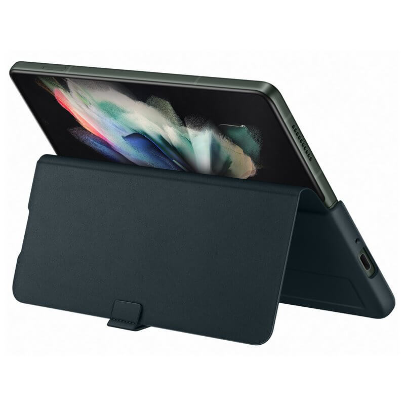 Оригинален Кожен Калъф за Samsung Z Fold 3, Leather Flip Cover Book Case EF-FF926LGEGWW, Зелен (7)