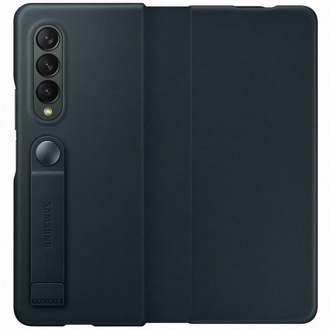 Оригинален Кожен Калъф за Samsung Z Fold 3, Leather Flip Cover Book Case EF-FF926LGEGWW, Зелен (3)