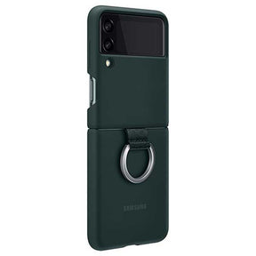 Оригинален Силиконов Калъф за Samsung Z Flip 3, Silicone Ring Cover Case EF-PF711TGEGWW, Тъмно Зелен