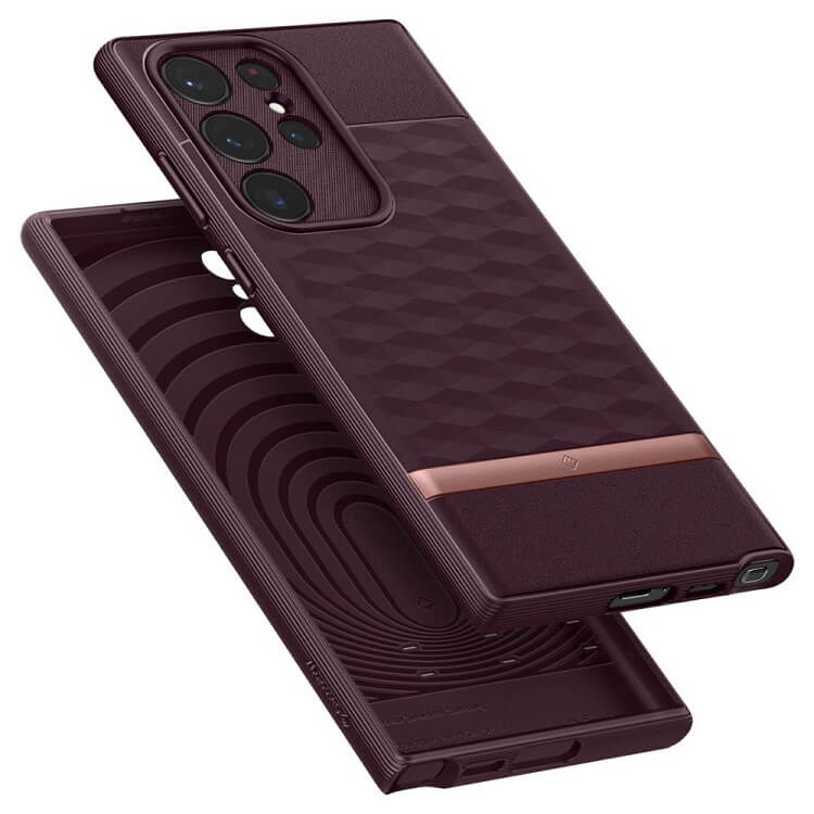 Противоударен Калъф за Samsung S23 Ultra, Spigen Caseology Parallax, Бордо (8)