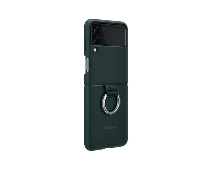 Оригинален Силиконов Калъф за Samsung Z Flip 3, Silicone Ring Cover Case EF-PF711TGEGWW, Тъмно Зелен (4)