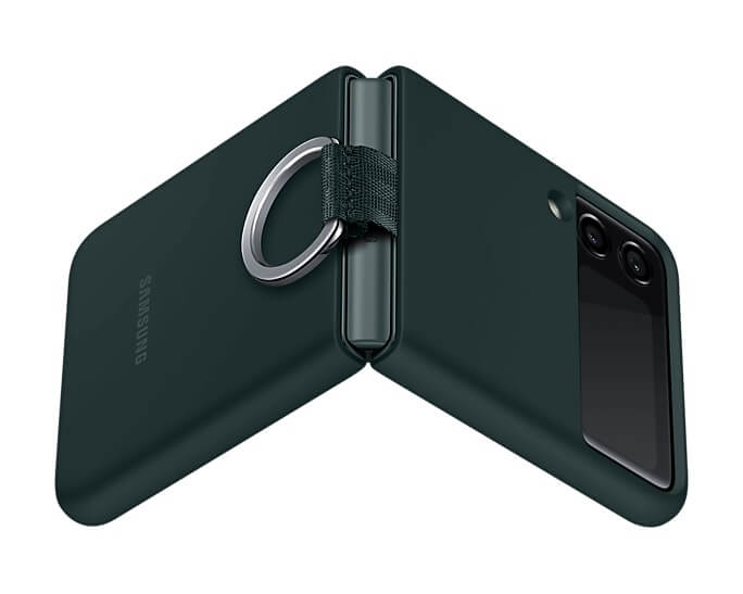Оригинален Силиконов Калъф за Samsung Z Flip 3, Silicone Ring Cover Case EF-PF711TGEGWW, Тъмно Зелен (3)