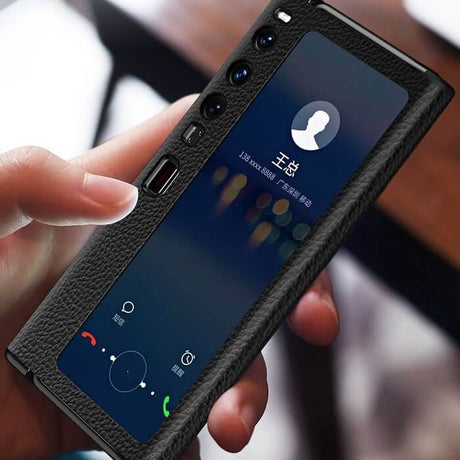 Кожен Калъф с Поставка за Huawei Mate XS 2, GKK Leather Case, Черен (4)