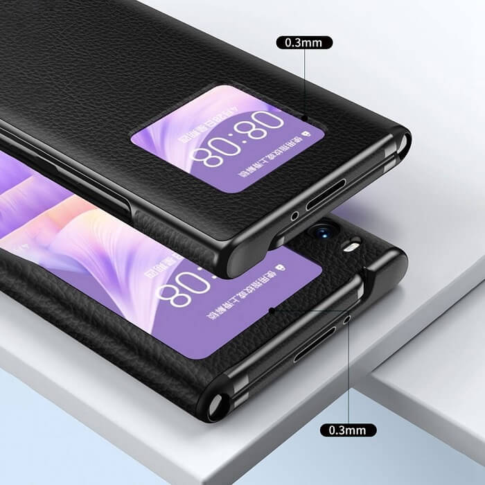 Кожен Калъф с Поставка за Huawei Mate XS 2, GKK Leather Case, Черен (6)