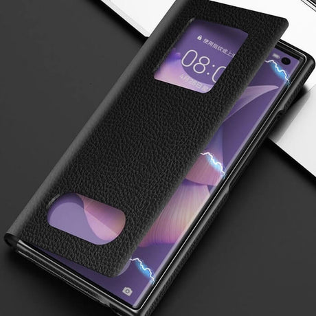 Кожен Калъф с Поставка за Huawei Mate XS 2, GKK Leather Case, Черен (7)