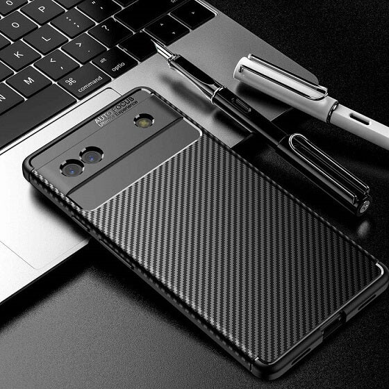 Силиконов Калъф за Google Pixel 6A, New Carbon Case, Черен (6)