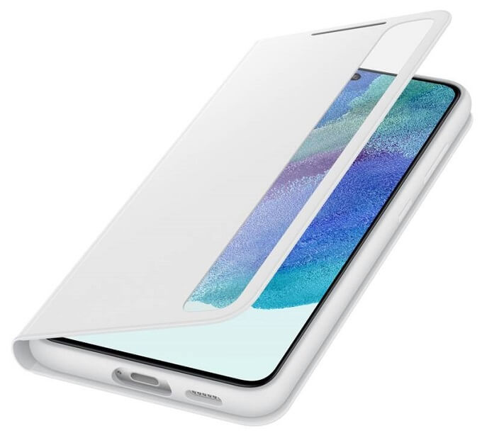 Оригинален Активен Калъф за Samsung S21 FE Smart Clear View Cover Book Case EF-ZG990CWEGEE, Бял (4)