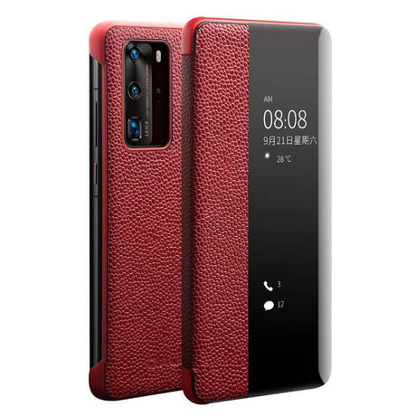 Активен Калъф за Huawei P40 Pro, Qialino Smart Book Case, Червен