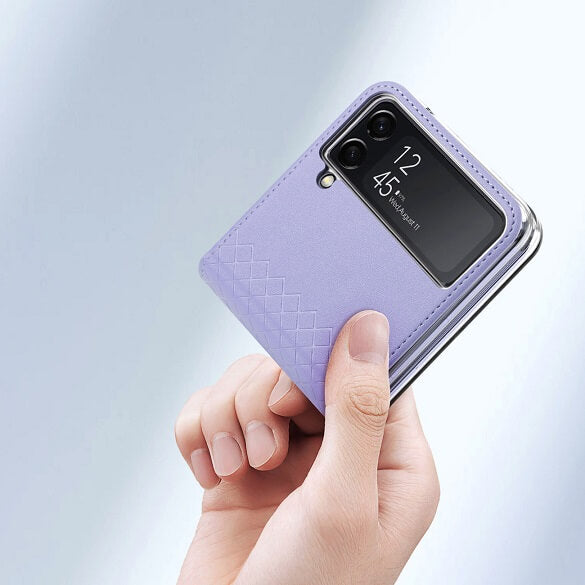 Кожен Калъф Samsung Z Flip 4, Dux Ducis Bril Case, Лилав (6)