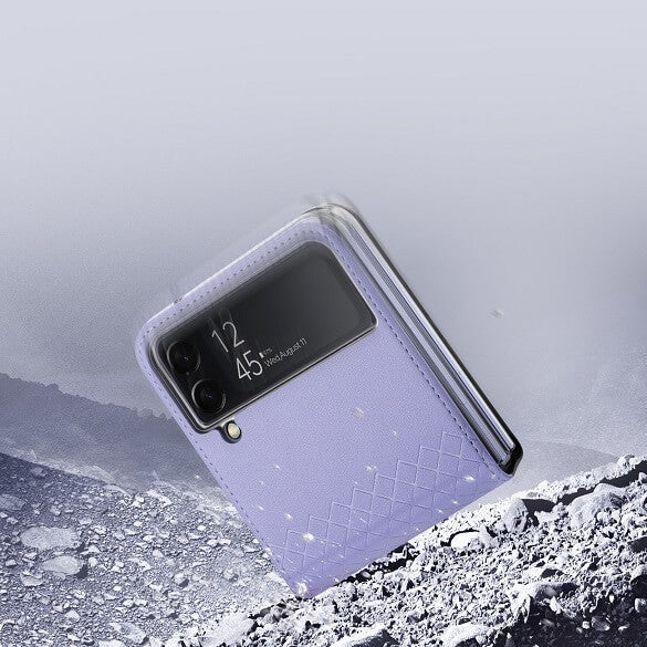 Кожен Калъф Samsung Z Flip 4, Dux Ducis Bril Case, Лилав (4)