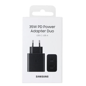 Оригинално Зарядно Samsung Adapter Duo 35W 220V USB-C/USB-A EP-TA220NBE, Черен