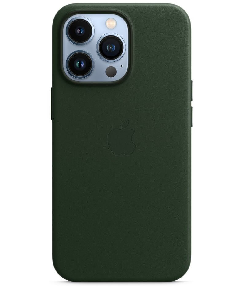 Оригинален Кожен Калъф за iPhone 13 Pro, Leather Magsafe Case MM1G3ZM/A Sequoia, Зелен (4)