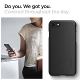 Тънък Калъф за iPhone SE 2022/2020 8/7, Spigen Thin Fit Case, Черен (4)