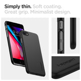 Тънък Калъф за iPhone SE 2022/2020 8/7, Spigen Thin Fit Case, Черен (3)