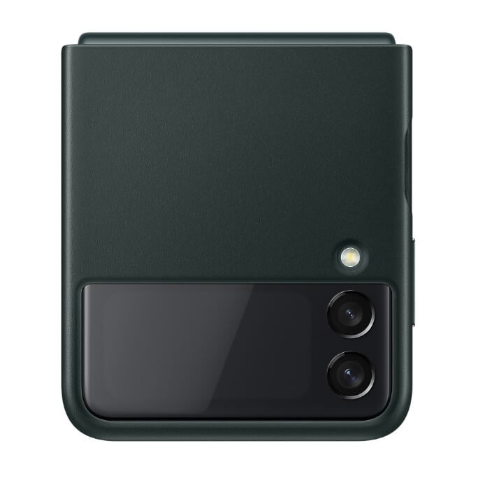 Оригинален Кожен Калъф за Samsung Z Flip 3, Leather Case EF-VF711LGE, Зелен (3)