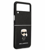 Кожен Калъф за Samsung Z Flip 4, Karl Lagerfeld Saffiano Ikonik Case, Черен (4)
