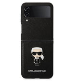 Кожен Калъф за Samsung Z Flip 4, Karl Lagerfeld Saffiano Ikonik Case, Черен