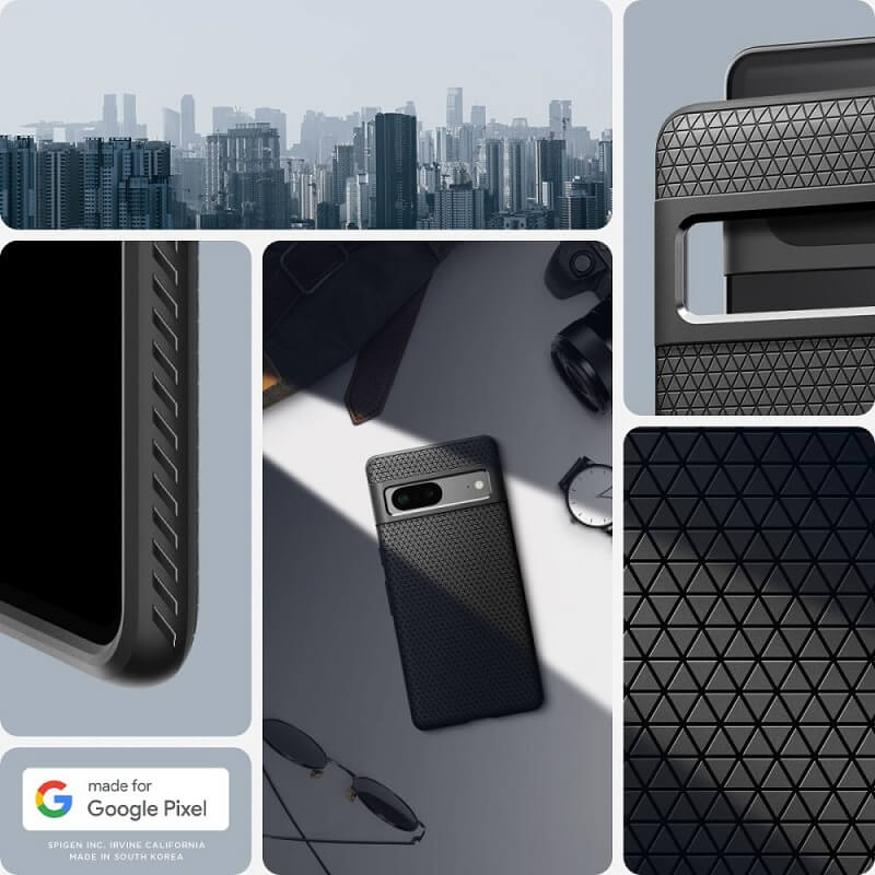 Противоударен Калъф за Google Pixel 7, Spigen Liquid Air Case, Черен (8)