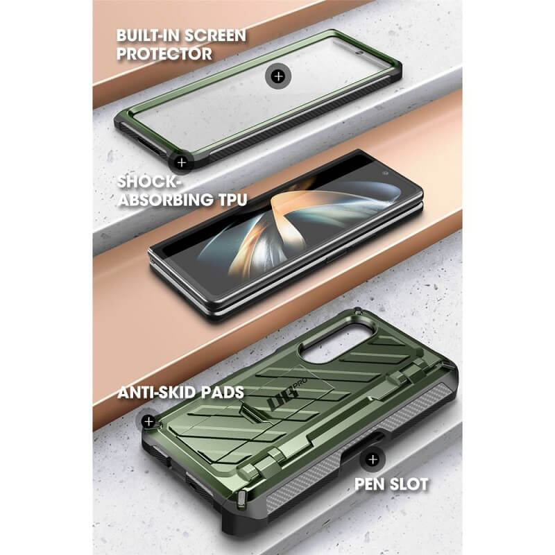 Противоударен Калъф за Samsung Z Fold 4, Supcase Unicorn Beetle Pro, Зелен (4)