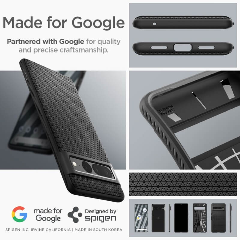 Противоударен Калъф за Google Pixel 7 Pro, Spigen Liquid Air Case, Черен (8)